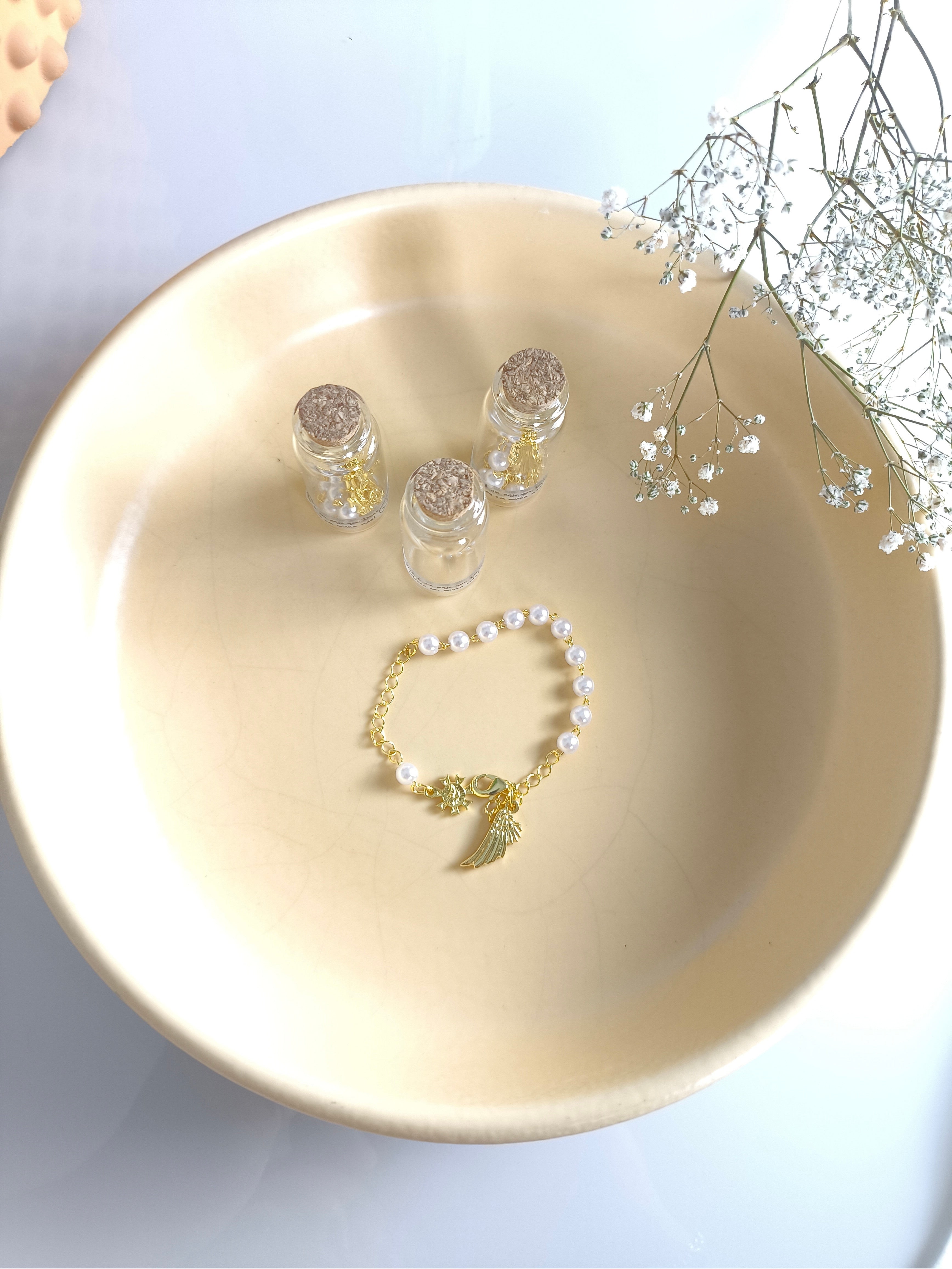 Pulseira Pérola Você é Um Anjo c/ vidrinho