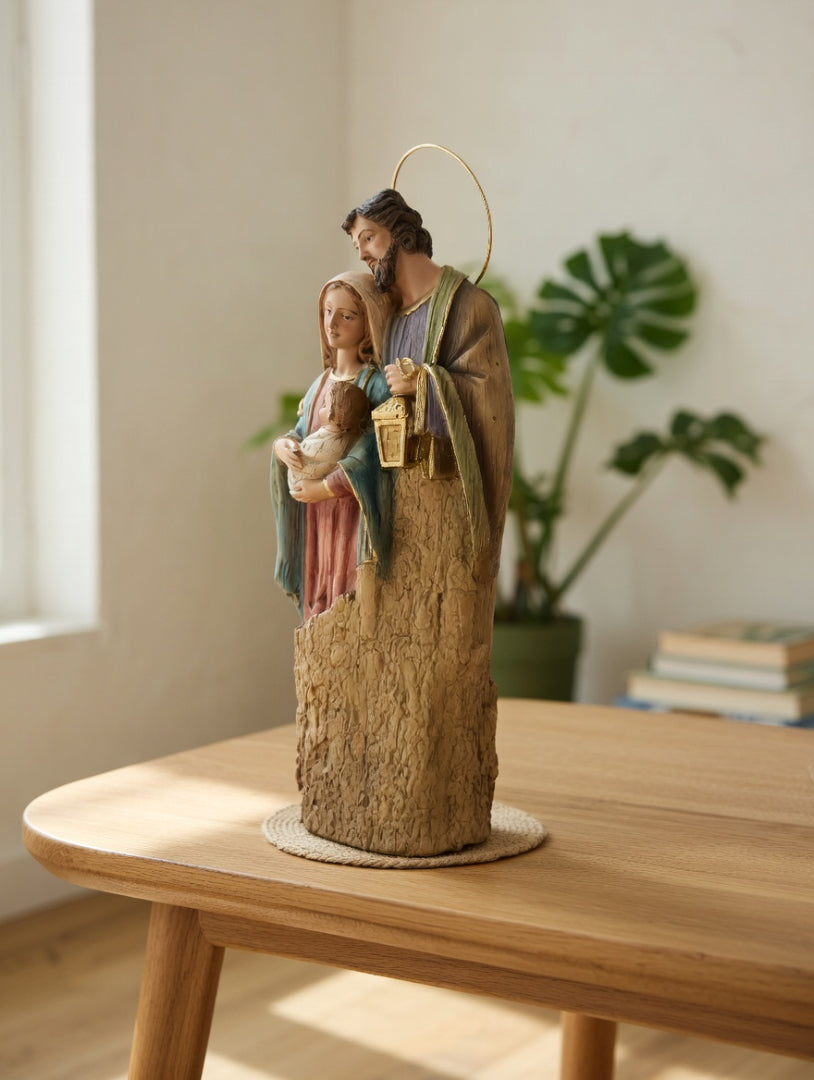Sagrada Família Base Estilo Madeira 30cm