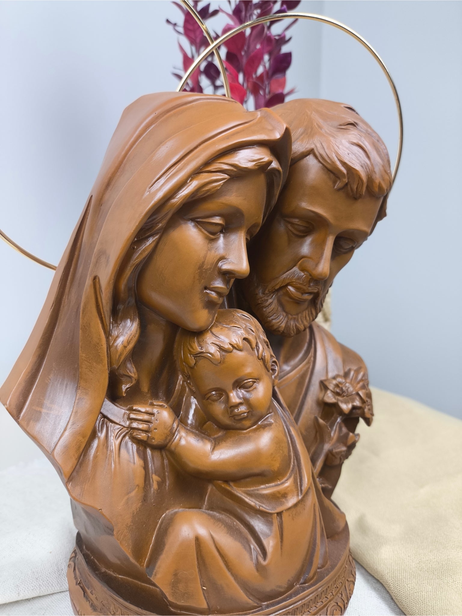 Busto Sagrada Família 23cm pintura Madeira