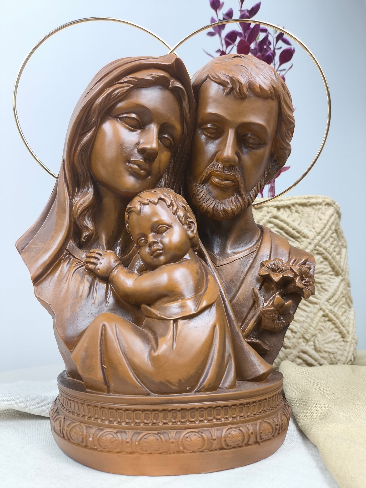 Busto Sagrada Família 23cm pintura Madeira