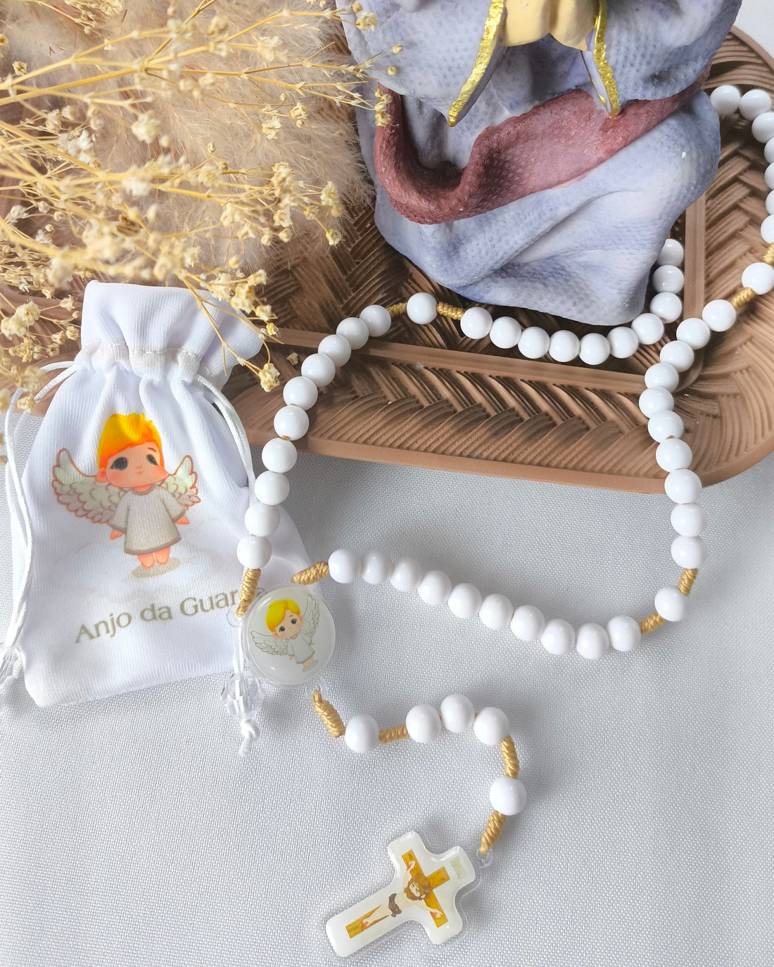 Terço Infantil Anjo da Guarda branco