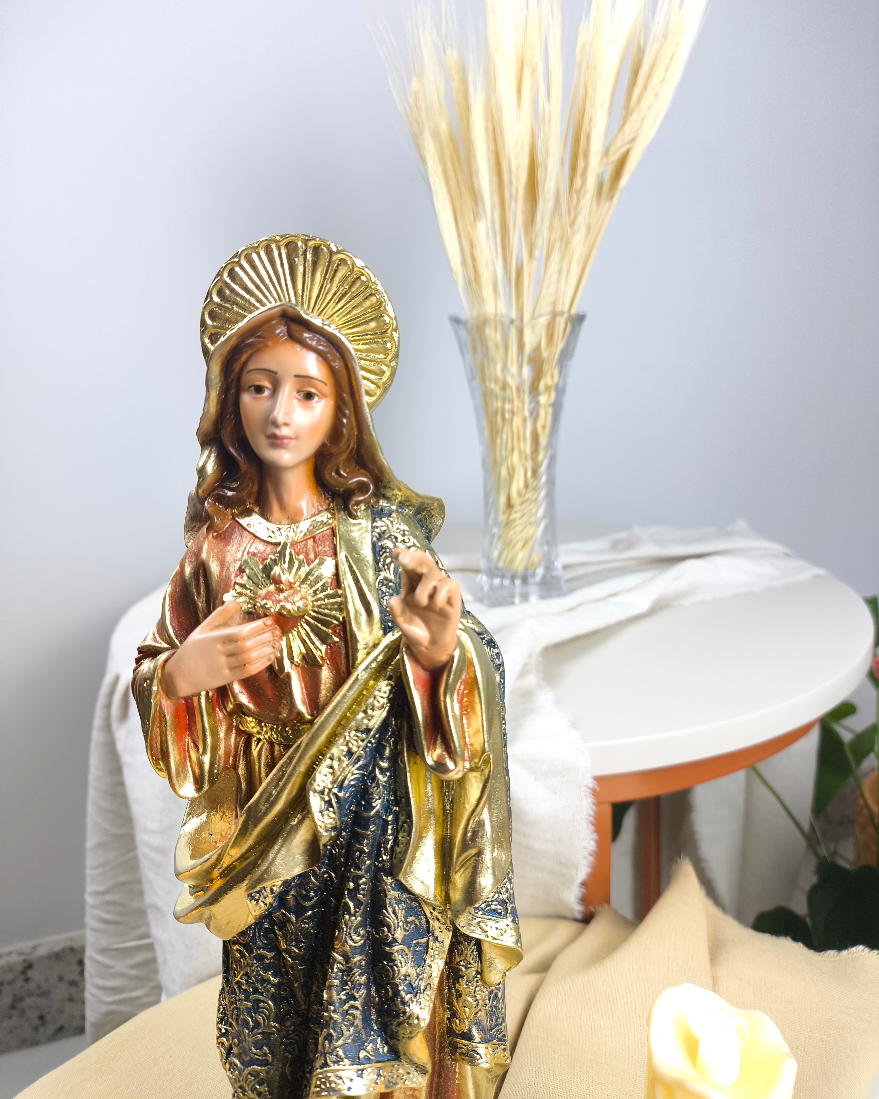 Imaculado Coração de Maria 30cm detalhes em dourado