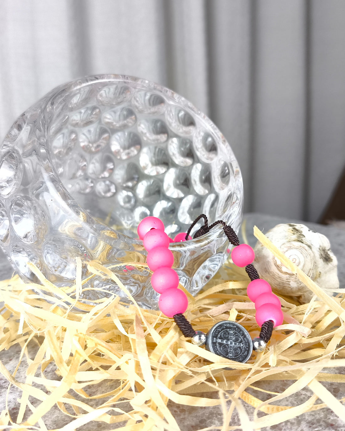 Pulseira de Sao Bento emborrachada Pink