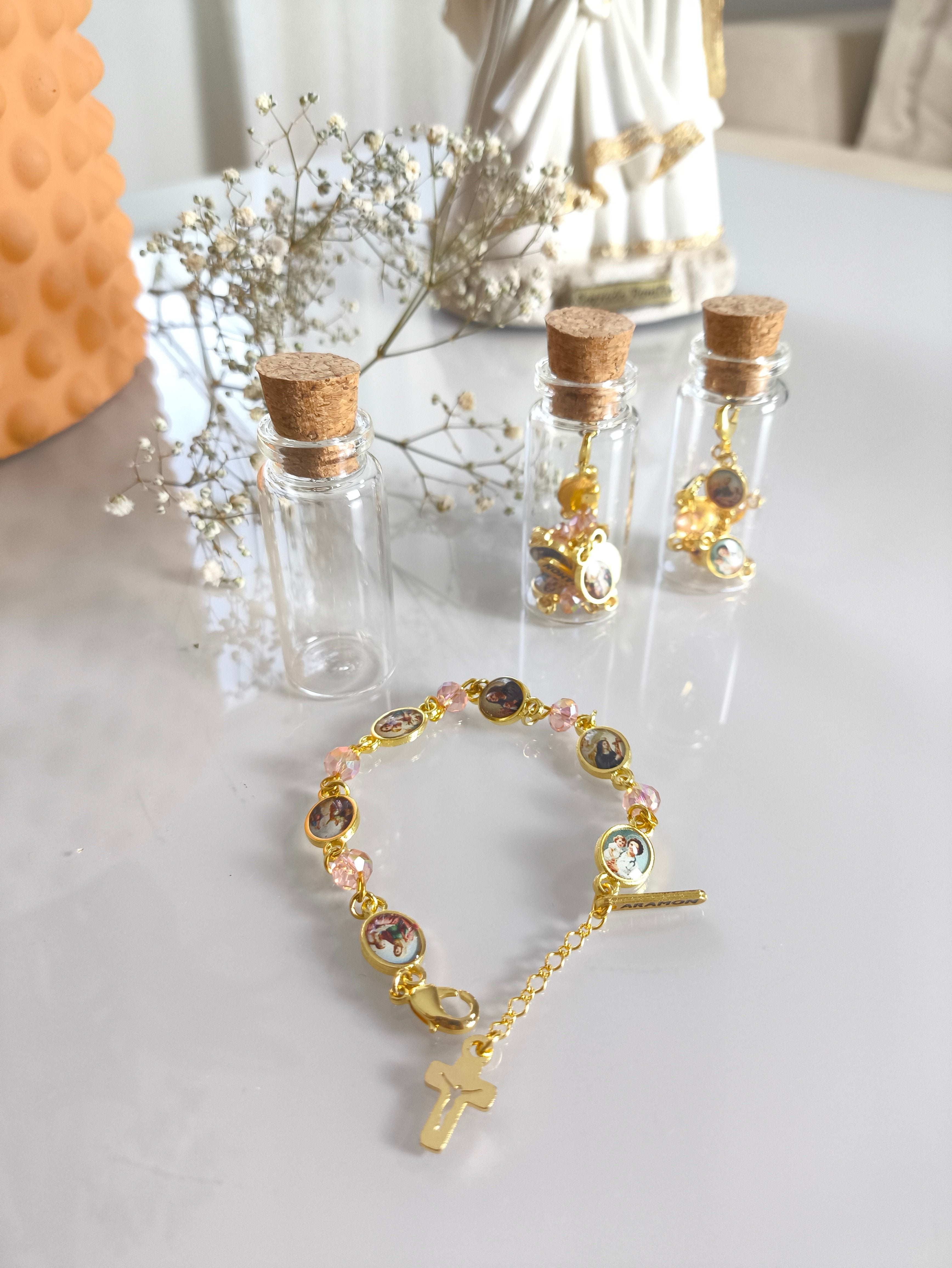 Pulseira Dourada Santas Mães da Igreja c/ vidrinho