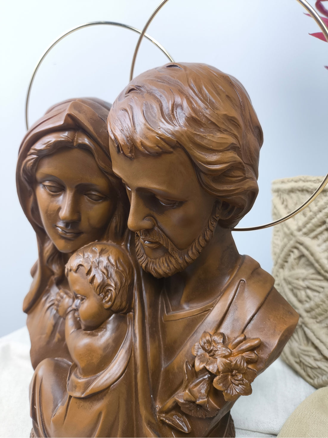 Busto Sagrada Família 23cm pintura Madeira
