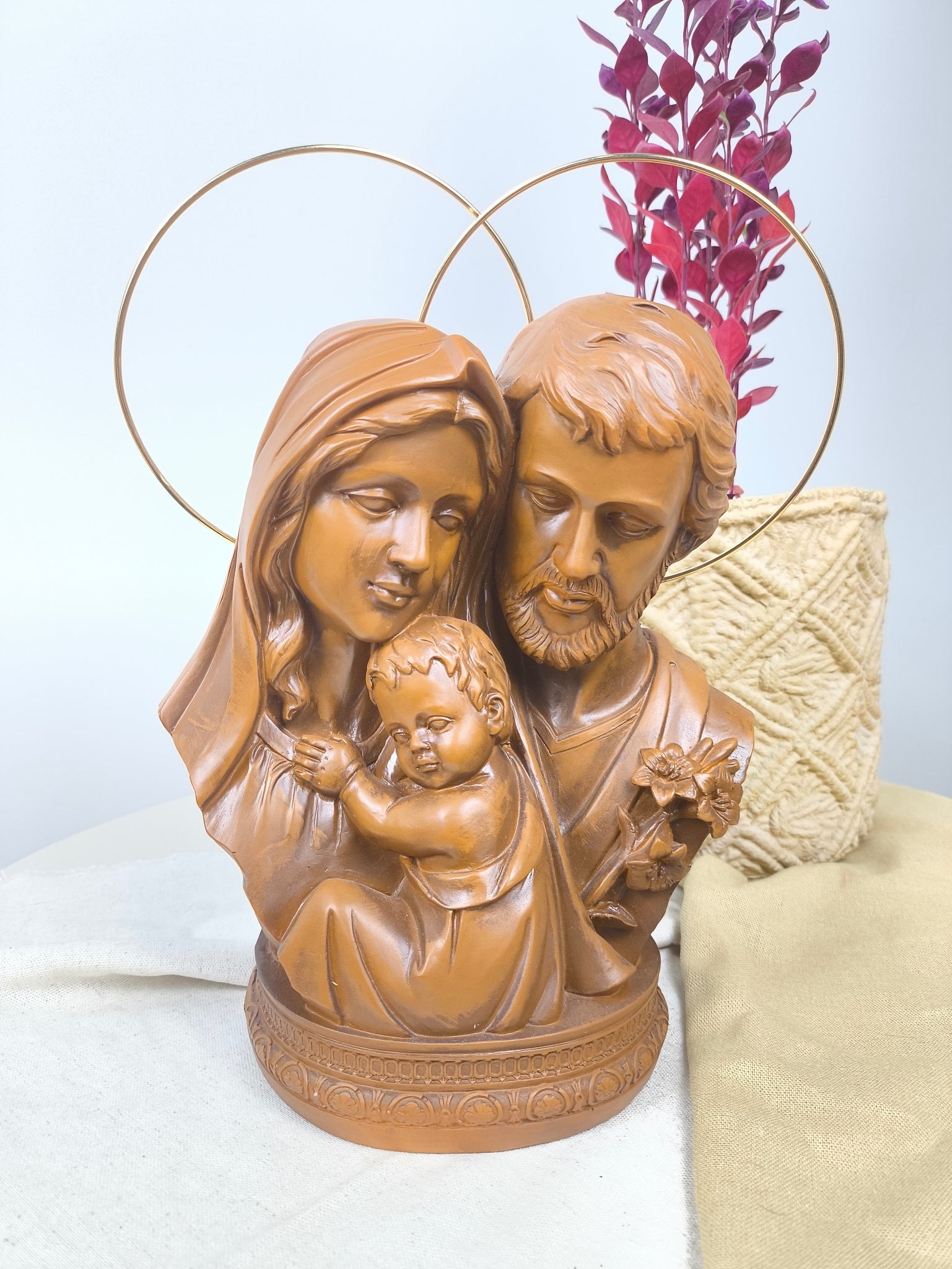 Busto Sagrada Família 23cm pintura Madeira