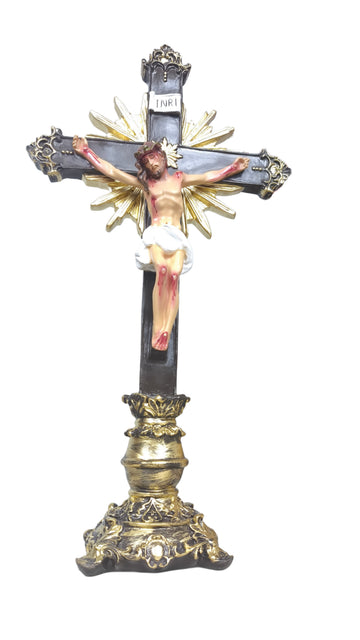 Crucifixo de Mesa Ornado com pedestal 40cm