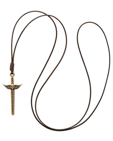 Colar Espada de São Miguel Arcanjo Metal em Ouro Velho