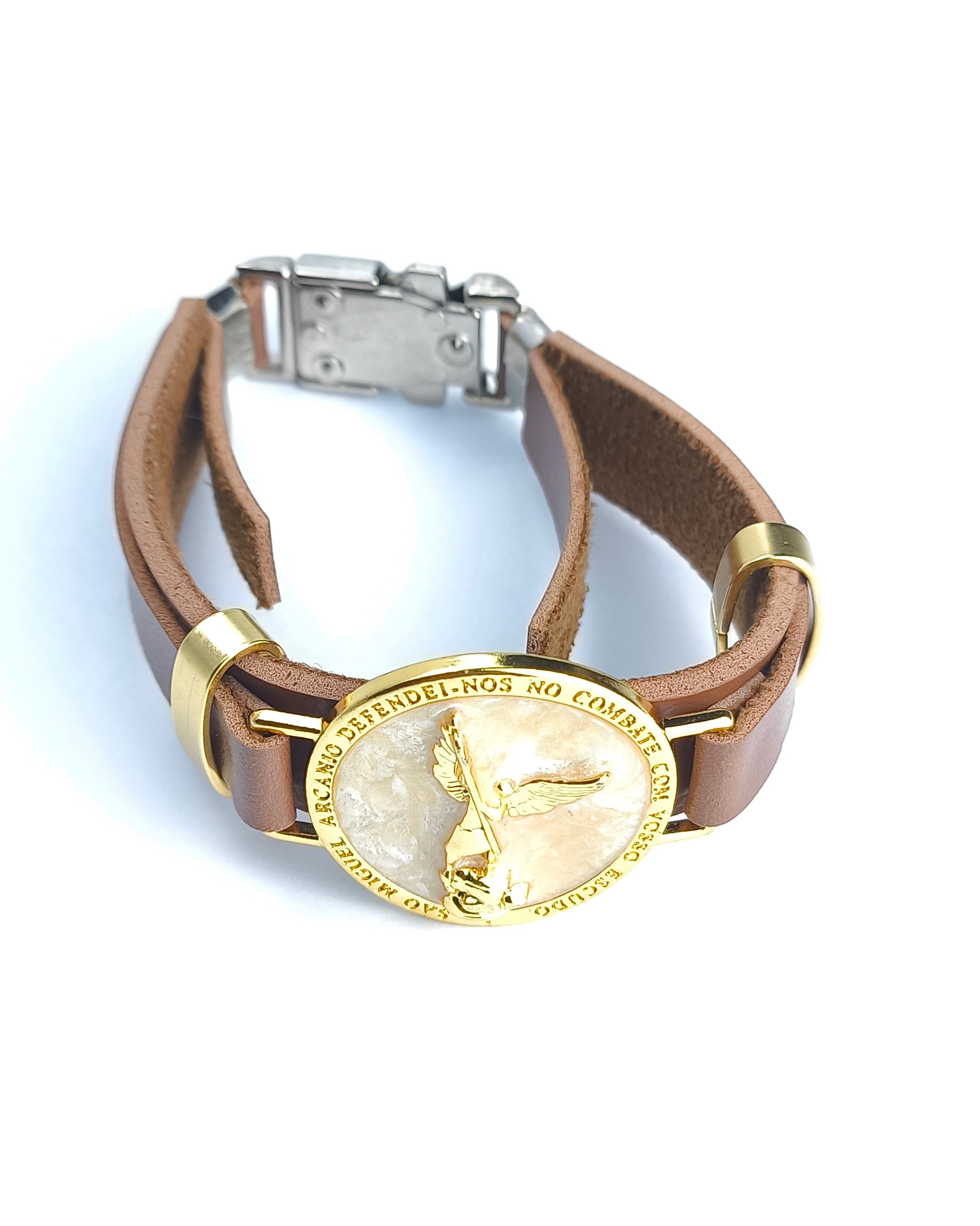 Pulseira Feminina de Couro Marrom - São Miguel Arcanjo