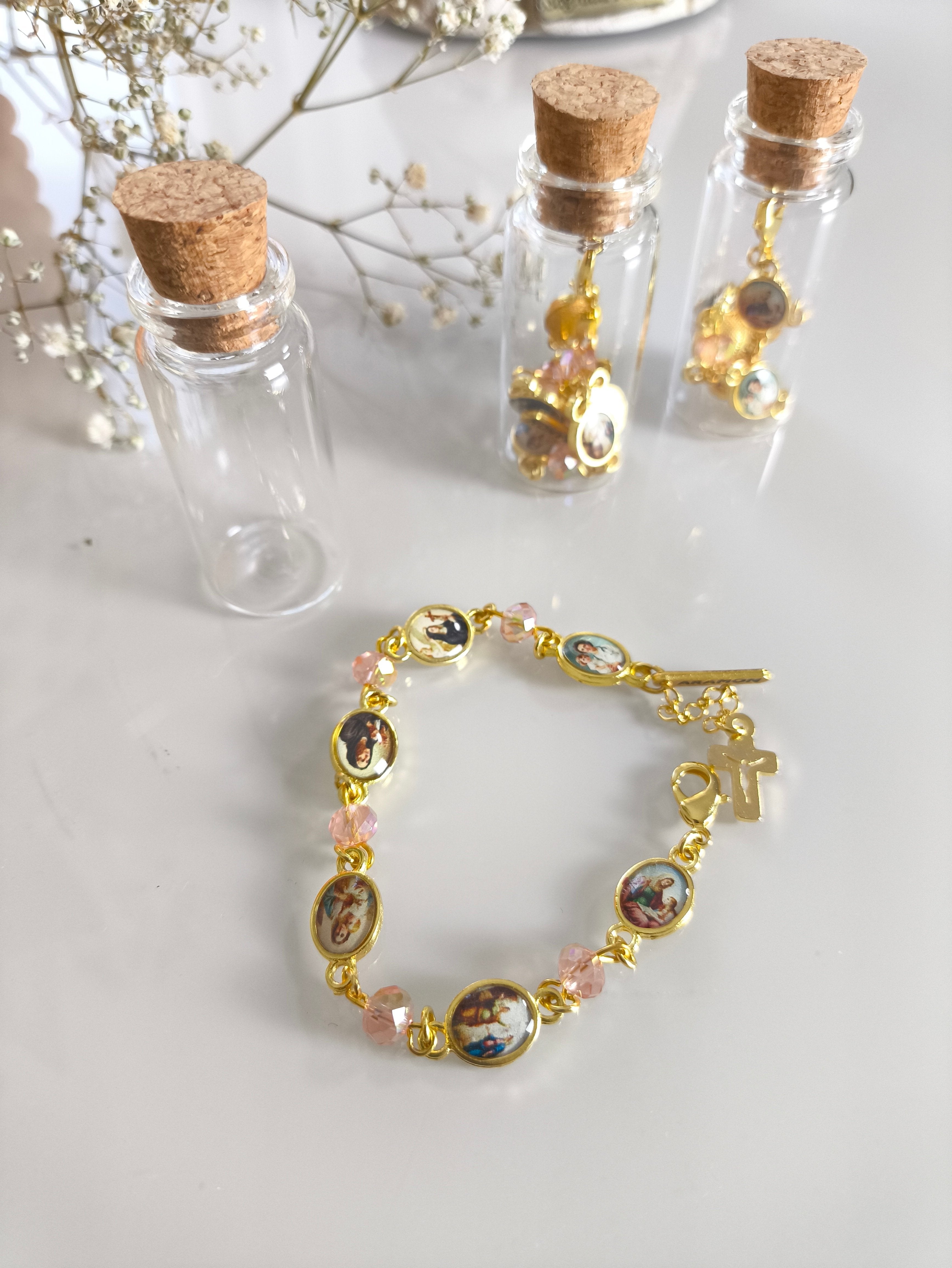 Pulseira Dourada Santas Mães da Igreja c/ vidrinho
