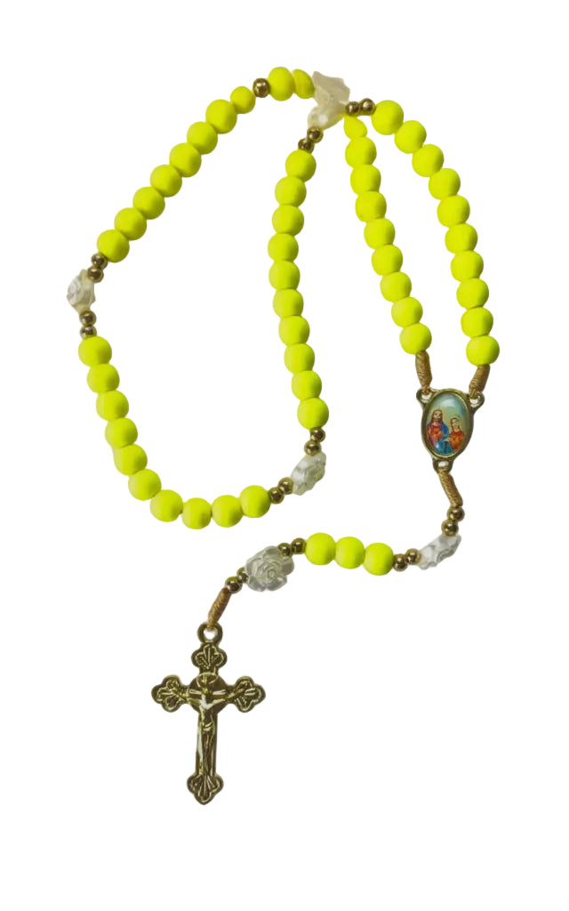 Terço Emborrachado Amarelo Sagrada Família