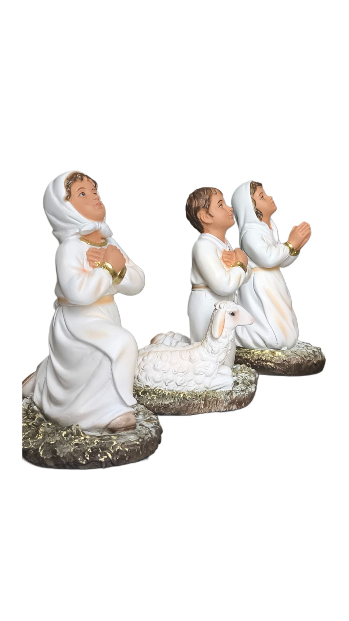 Kit Pastorinhos de Fátima 12cm - Jacinta, Francisco e Lucia (Ideal para imagem de N.S. de Fátima de 30 ou 35cm)