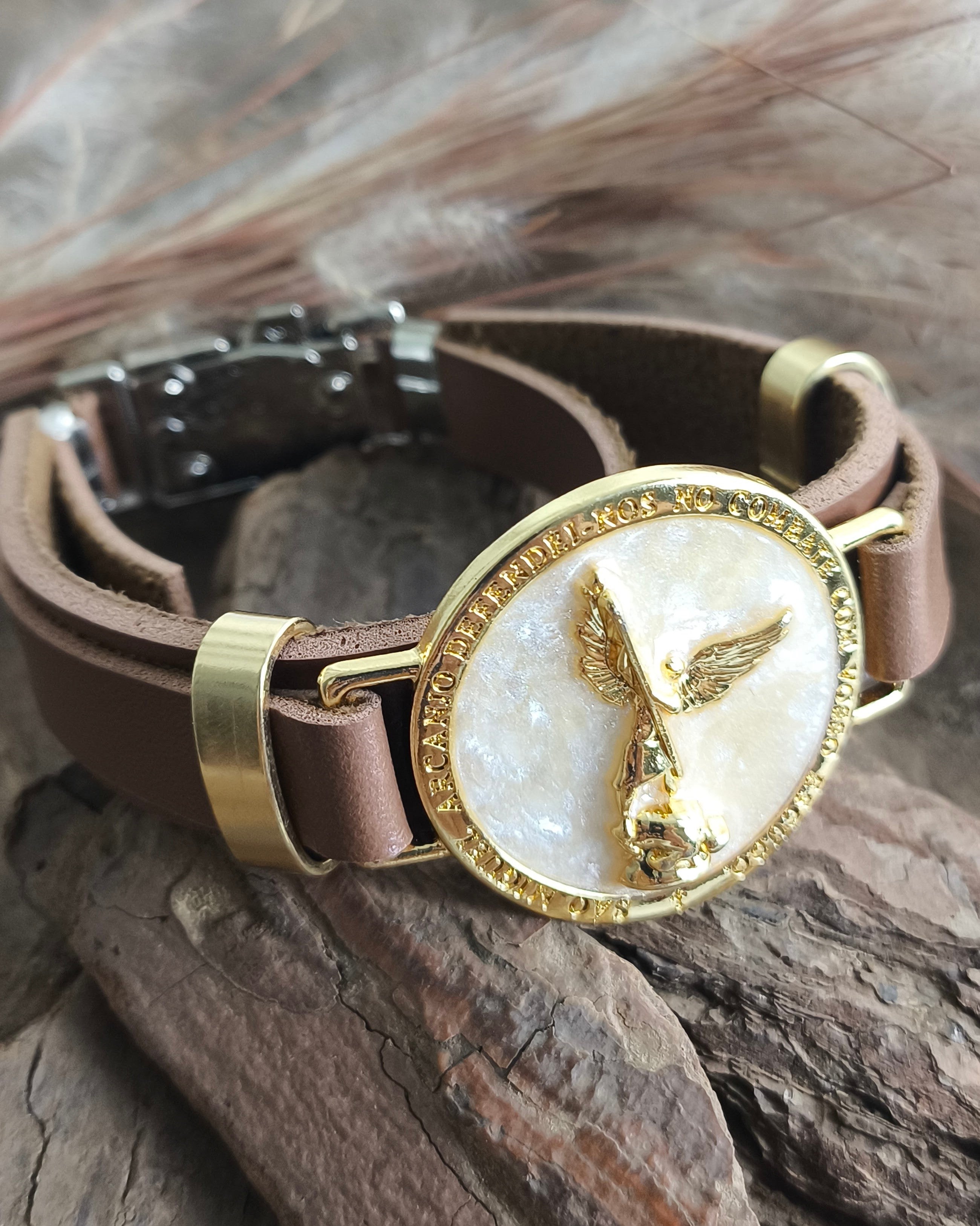 Pulseira Feminina de Couro Marrom - São Miguel Arcanjo