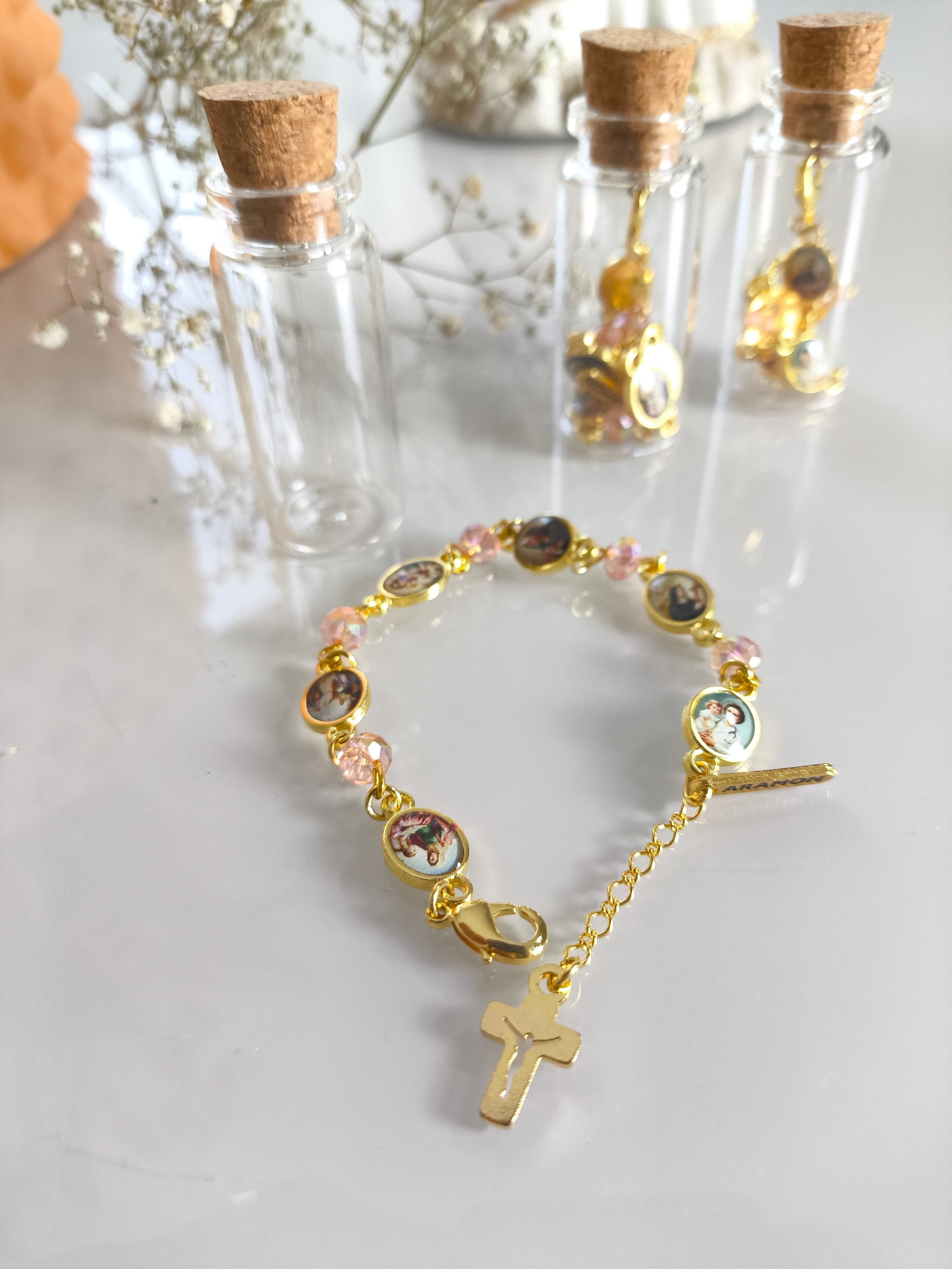Pulseira Dourada Santas Mães da Igreja c/ vidrinho