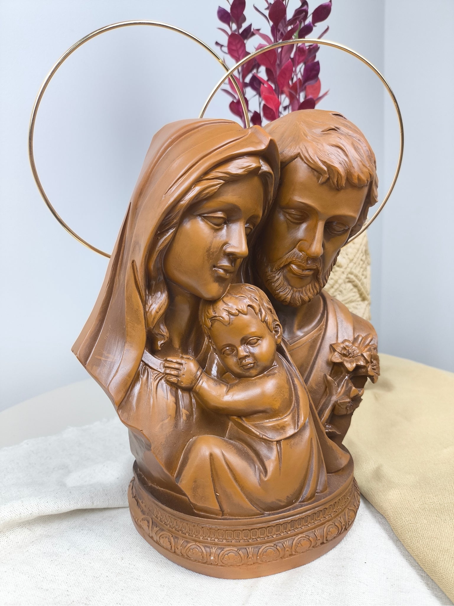 Busto Sagrada Família 23cm pintura Madeira