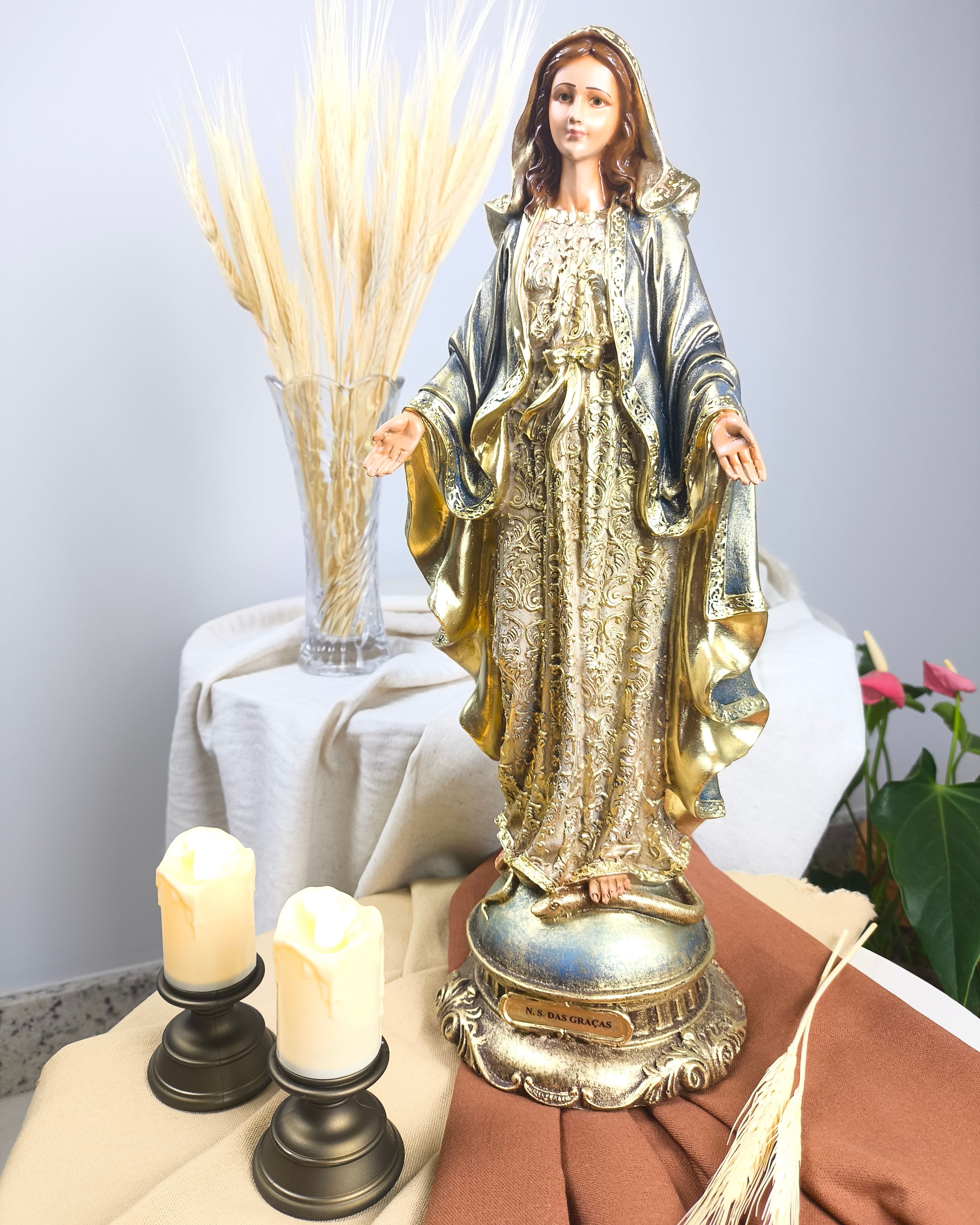 Nossa Senhora das Graças 40cm detalhes dourados