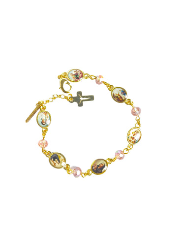 Pulseira Dourada Santas Mães da Igreja c/ vidrinho