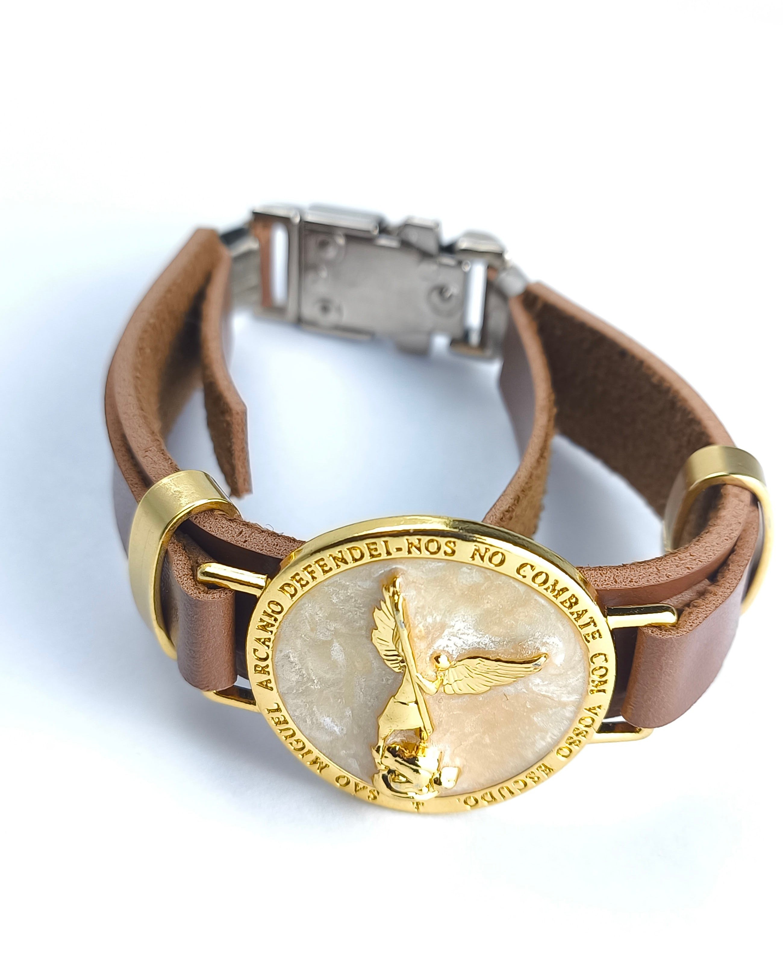 Pulseira Feminina de Couro Marrom - São Miguel Arcanjo