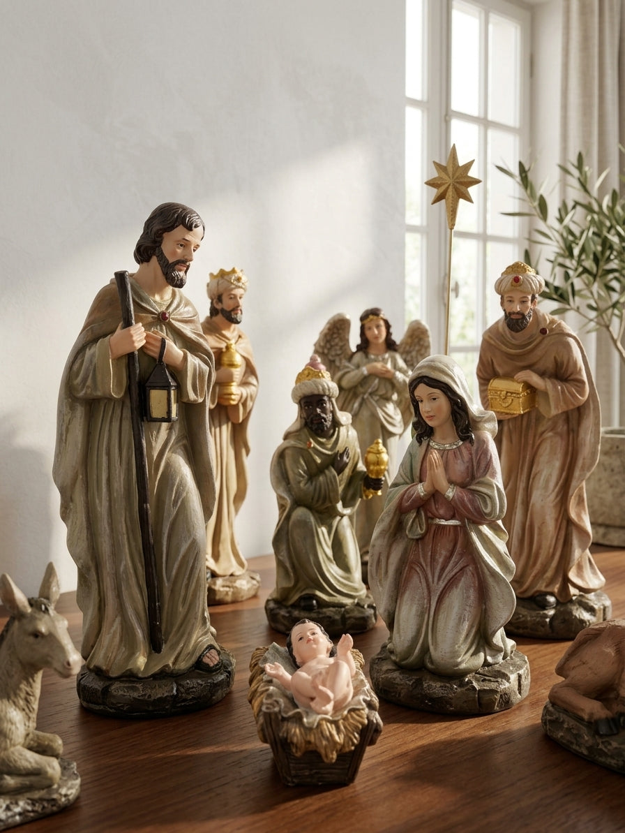Presépio Estrela de Belém  Estilo Rústico de 20cm - 12 peças