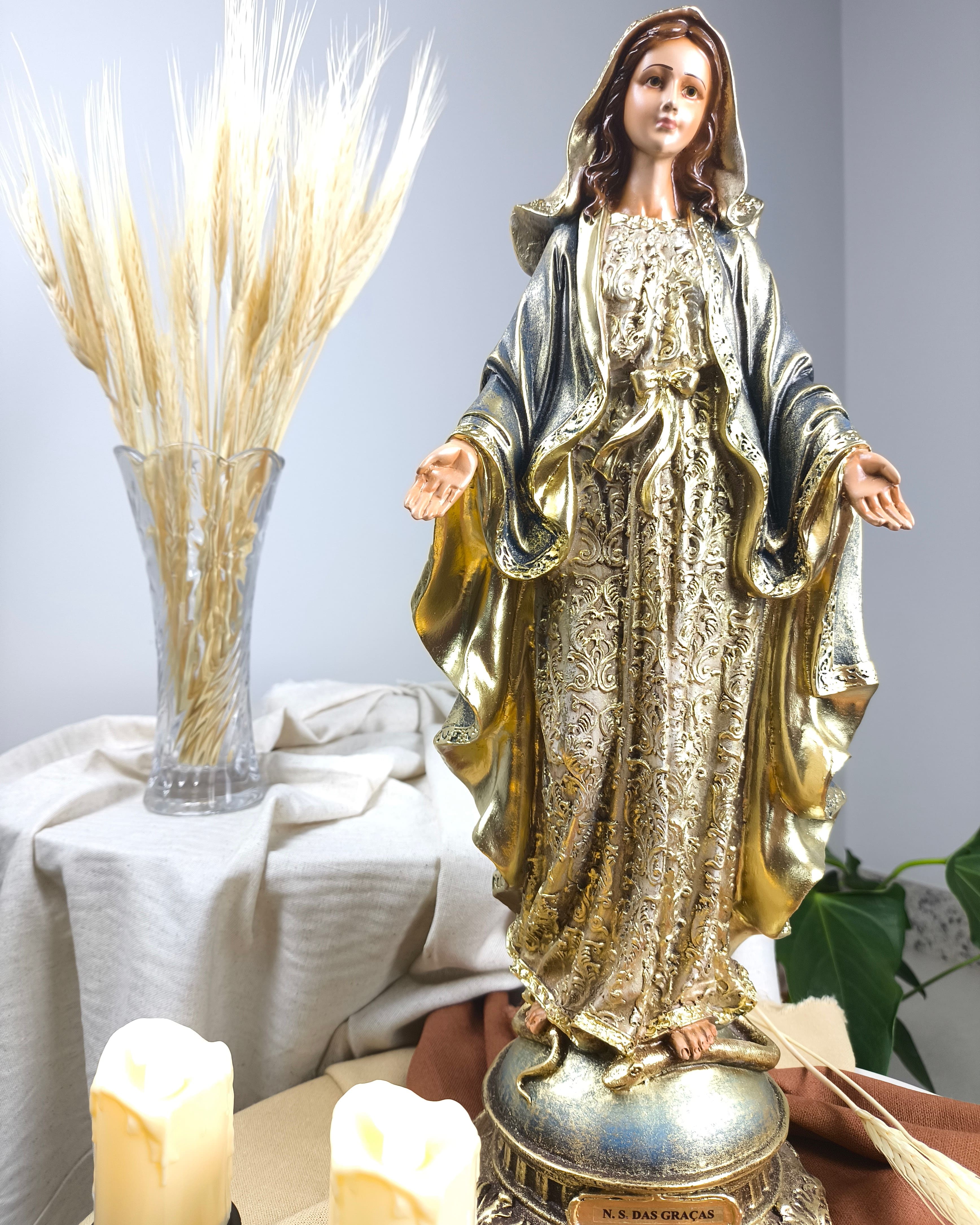 Nossa Senhora das Graças 40cm detalhes dourados