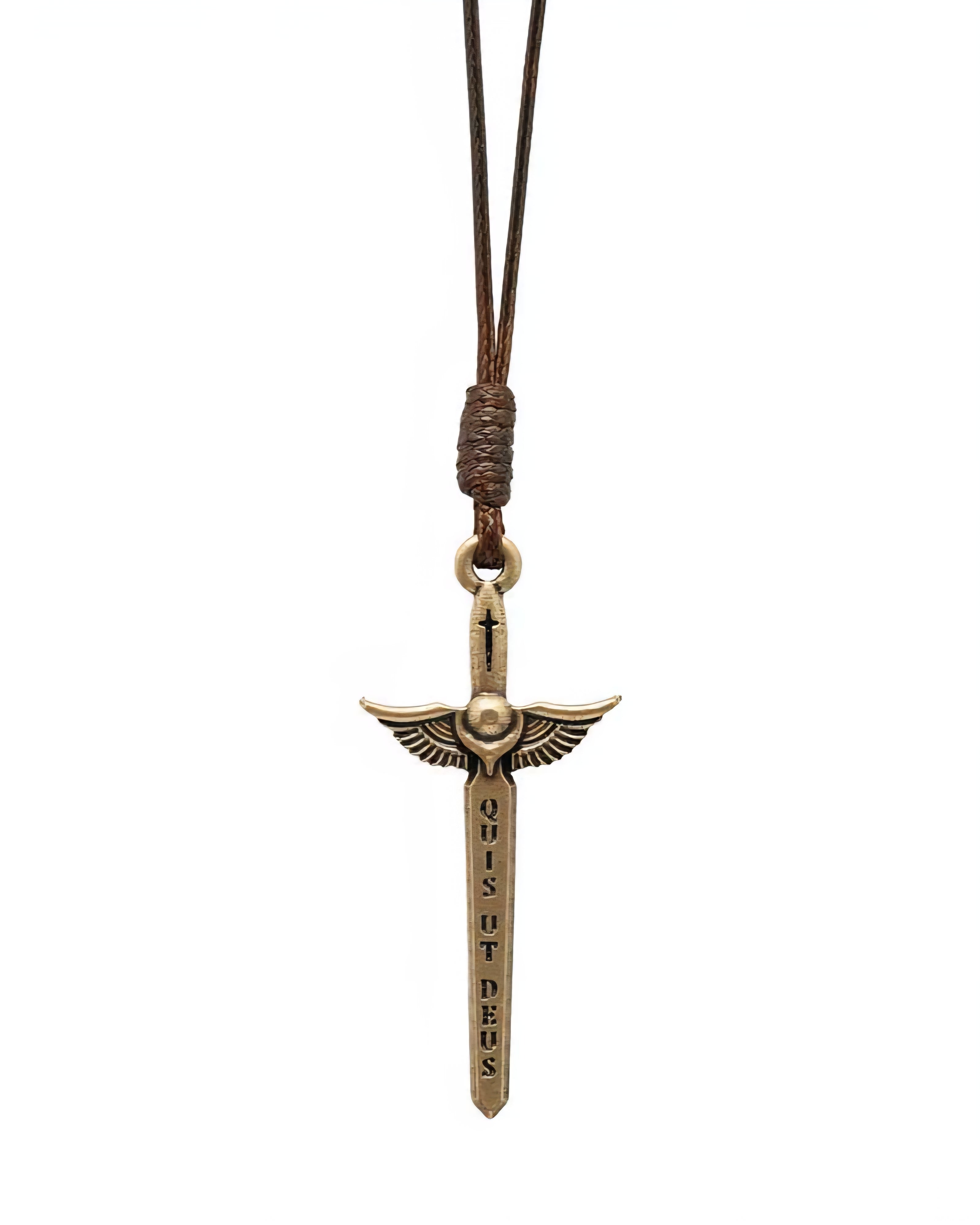 Colar Espada de São Miguel Arcanjo Metal em Ouro Velho
