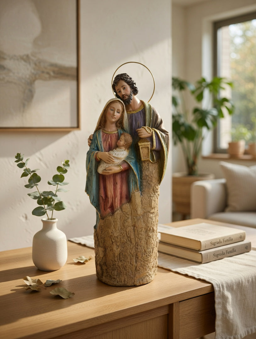 Sagrada Família Base Estilo Madeira 30cm
