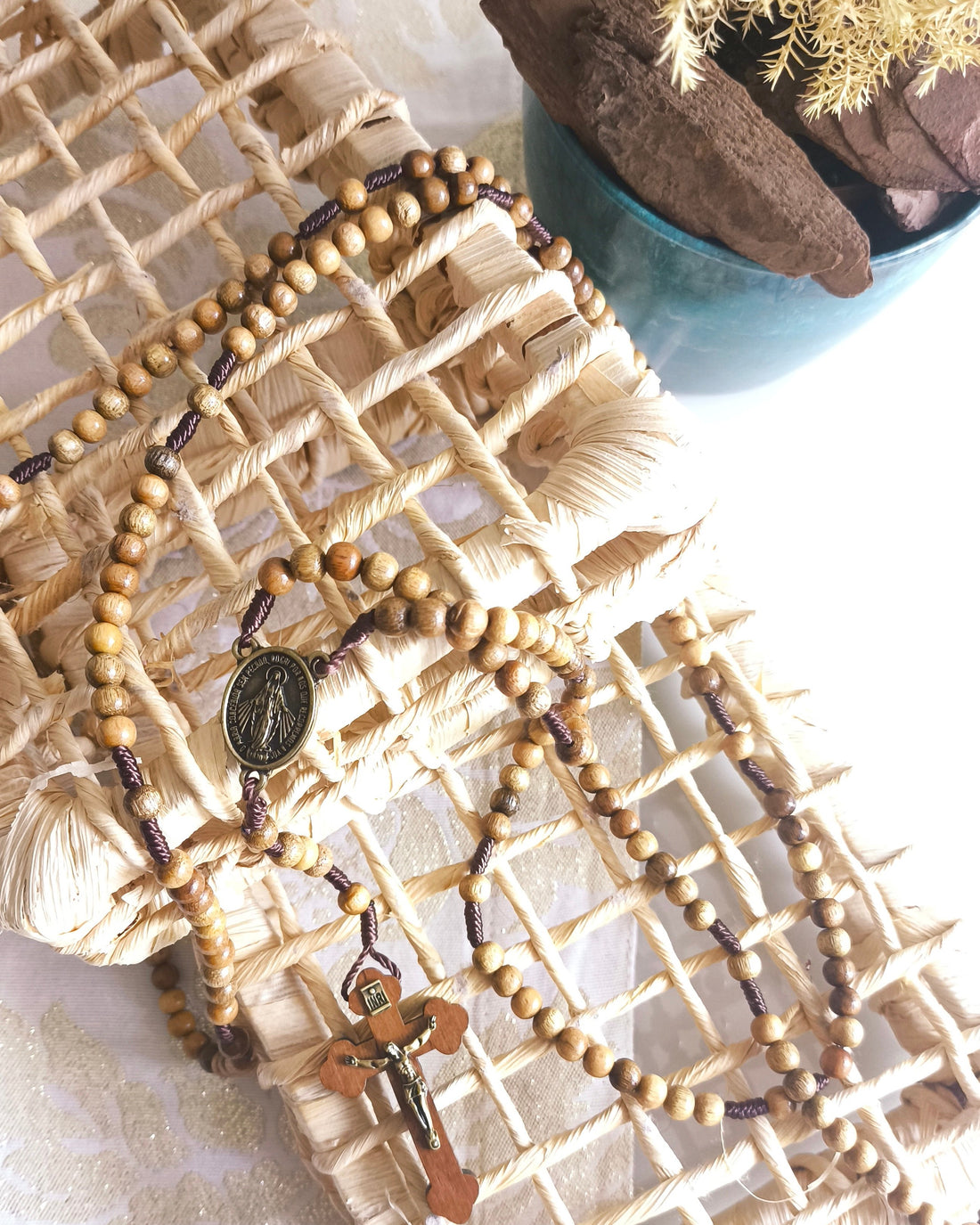Rosário Mariano em Madeira com contas de 06mm