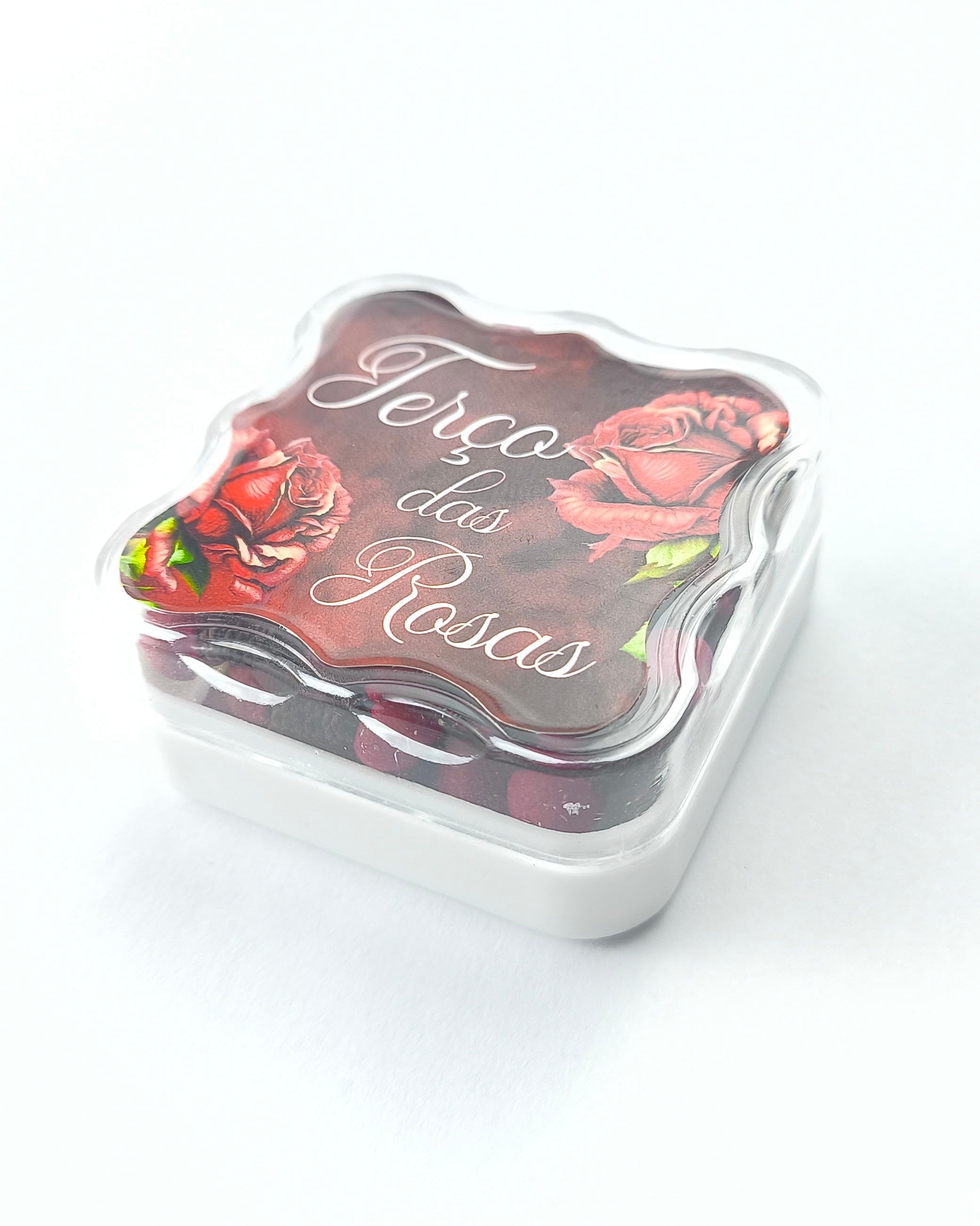 Terço das Rosas 6mm com entremeio resinado