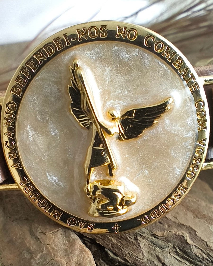 Pulseira Feminina de Couro Marrom - São Miguel Arcanjo