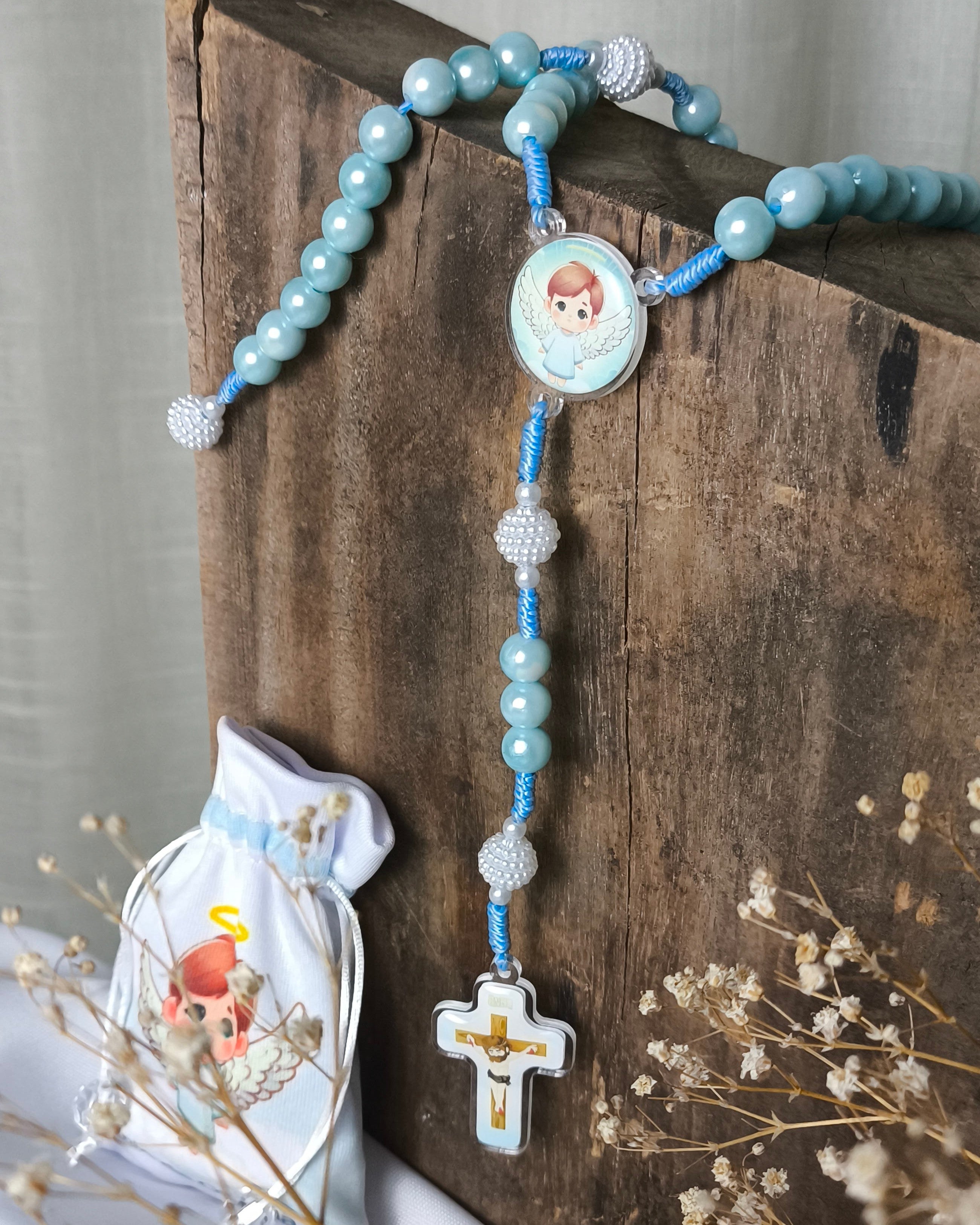 Terço Infantil Anjo da Guarda azul