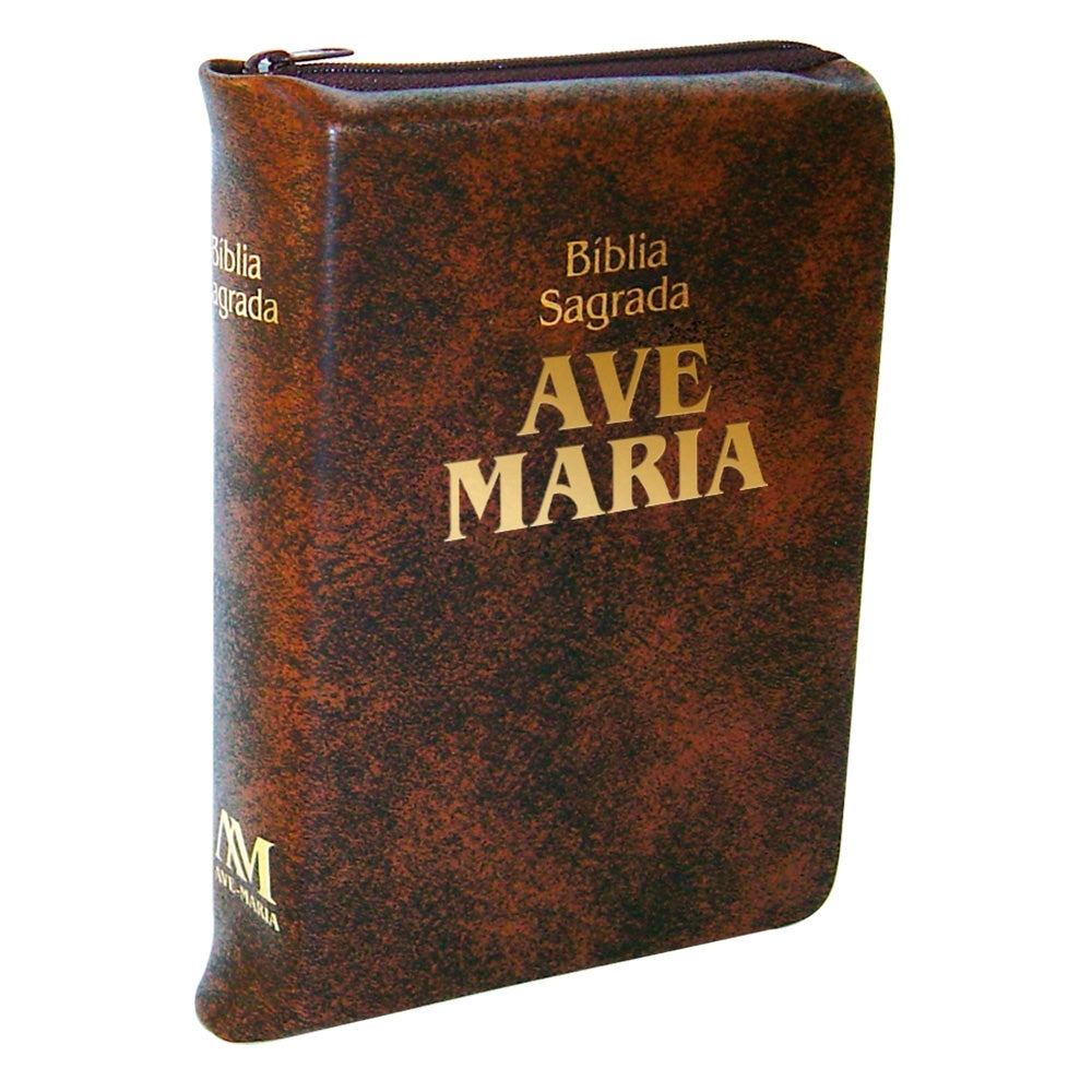 Bíblia Sagrada Ave Maria Marrom - Média com Zíper
