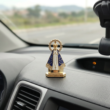 Nossa Senhora Aparecida Para Painel de Carro face dupla com strass