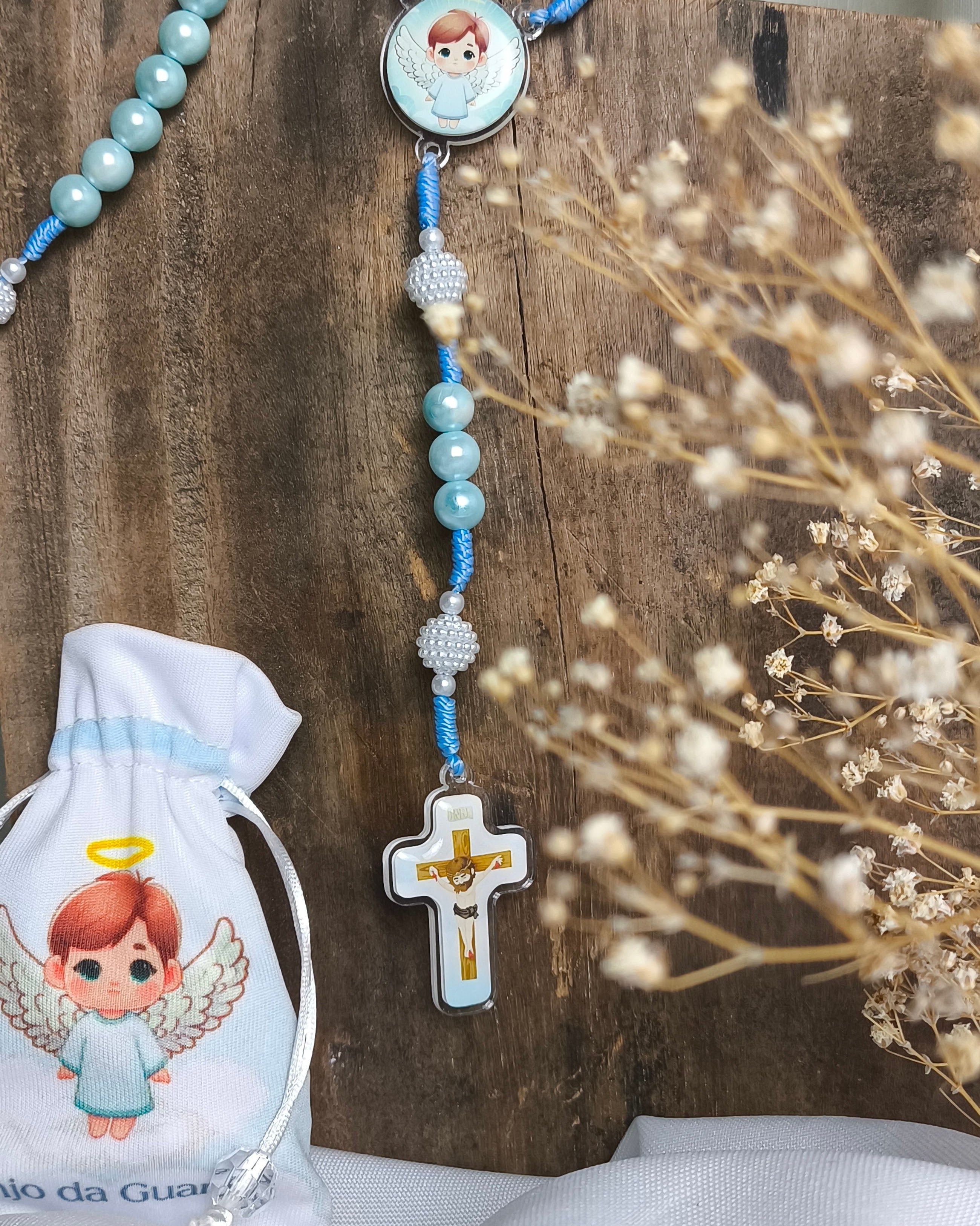 Terço Infantil Anjo da Guarda azul