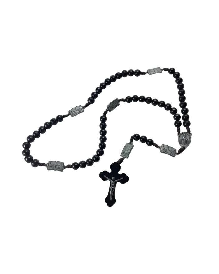 Terço Contemplação dos Mistérios preto Nossa Senhora das Graças