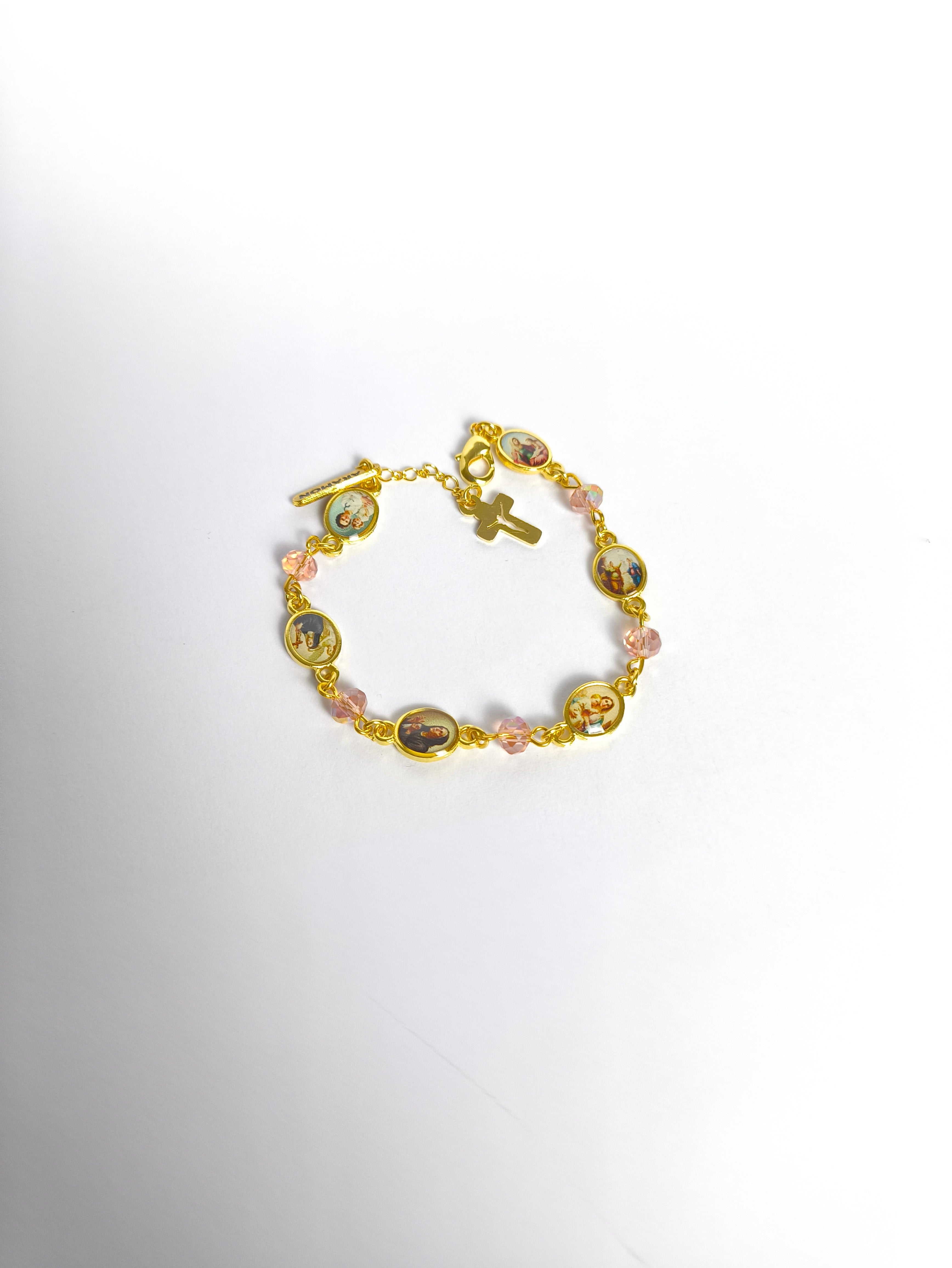 Pulseira Dourada Santas Mães da Igreja c/ vidrinho