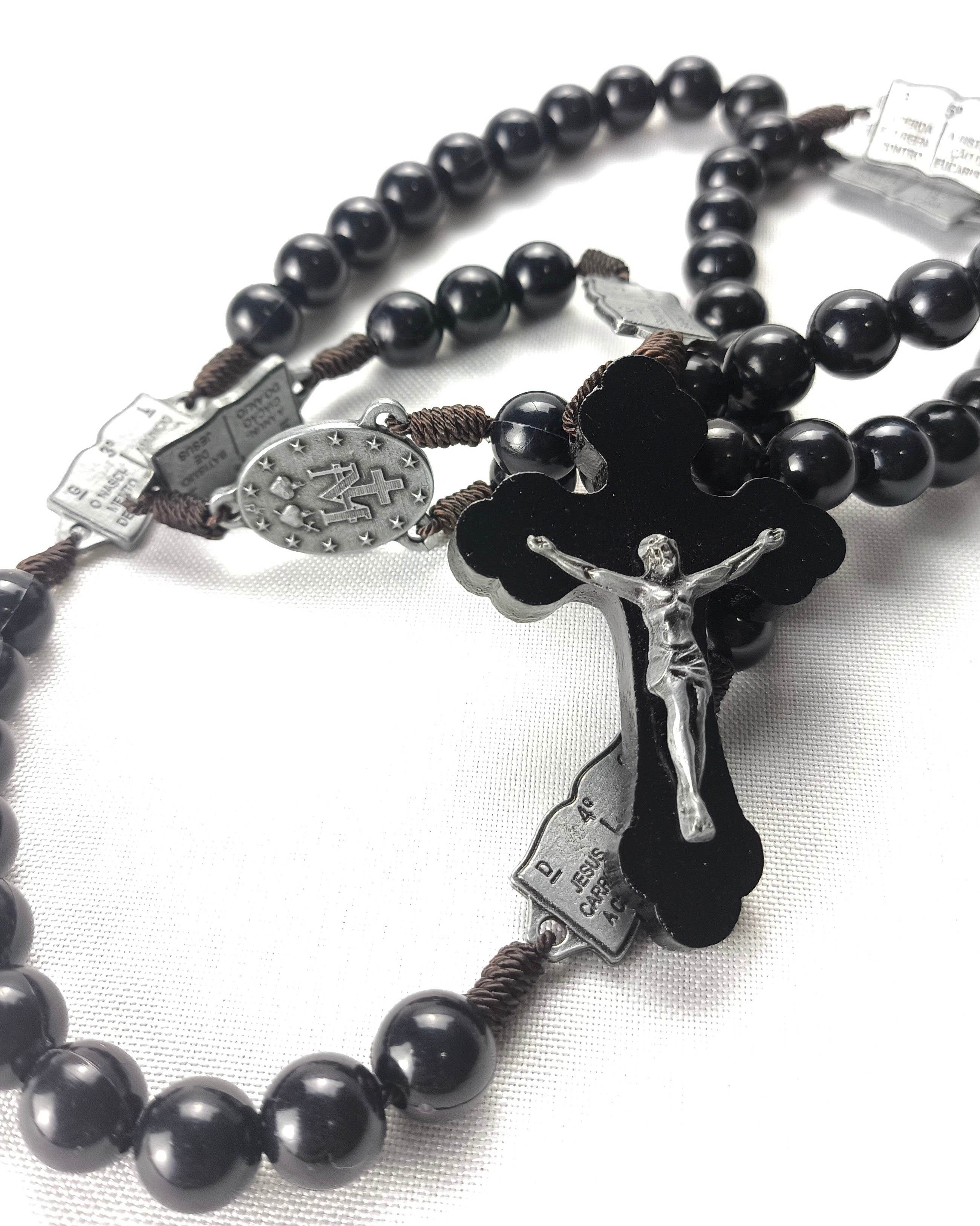 Terço Contemplação dos Mistérios preto Nossa Senhora das Graças