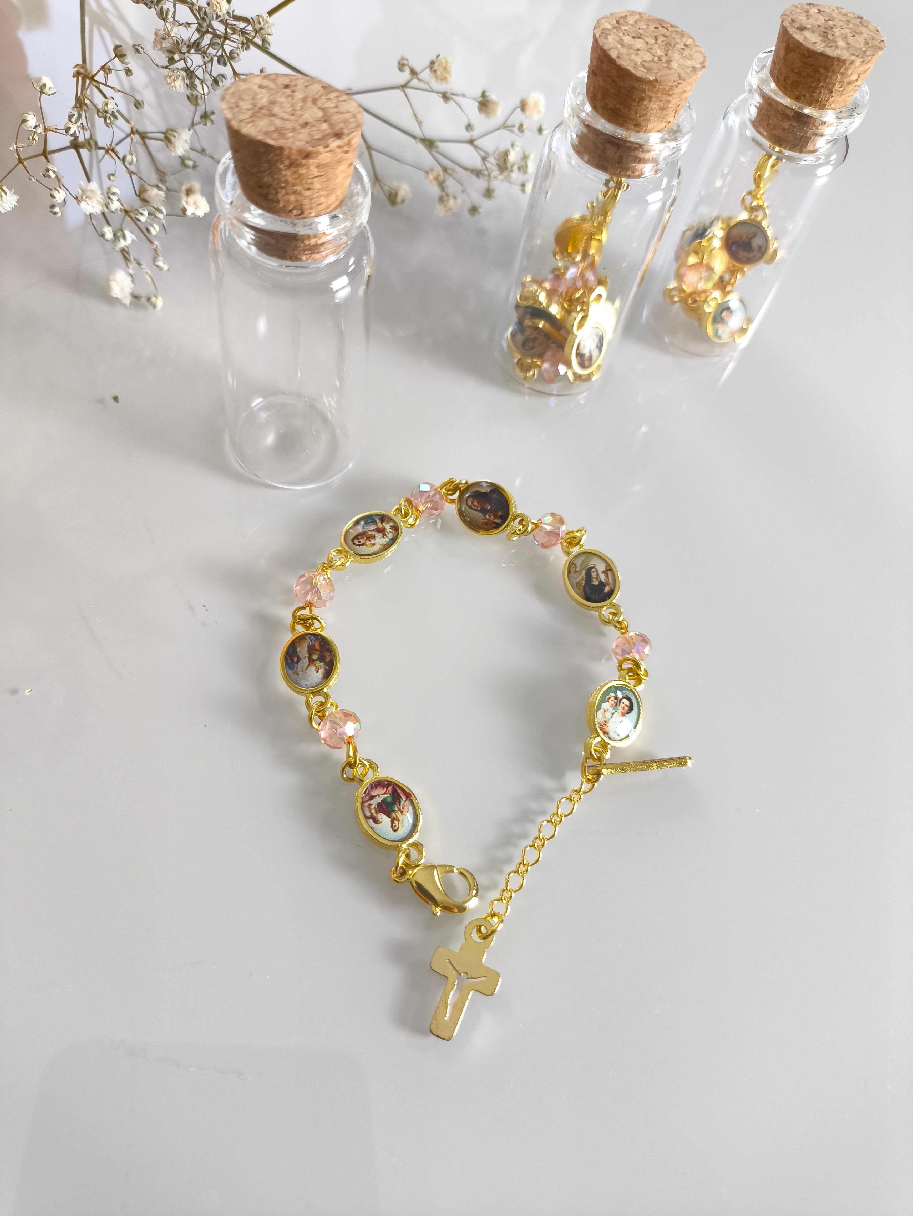 Pulseira Dourada Santas Mães da Igreja c/ vidrinho