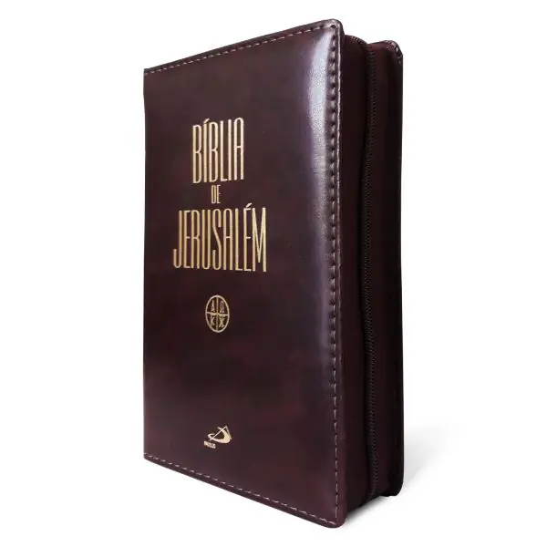 Bíblia Sagrada de Jerusalém estudos marrom - Média/Zíper