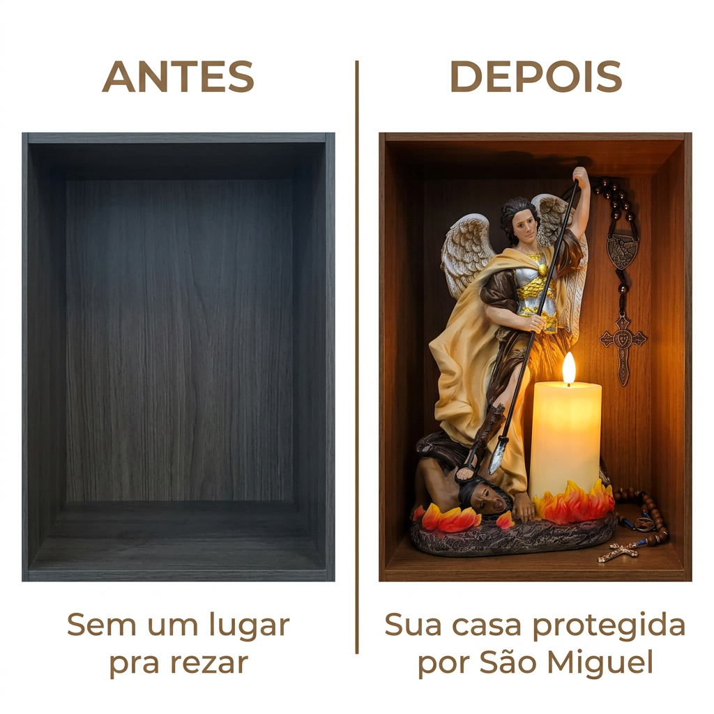 Kit Quaresma São Miguel Arcanjo Imagem Terço e Cordão