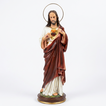 Imagem Sagrado Coração de Jesus 32cm Pintada à Mão