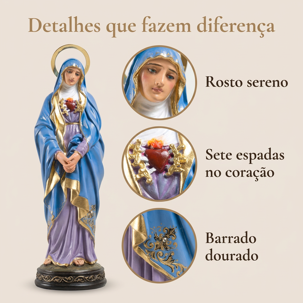 Imagem de Nossa Senhora das Dores 30cm Resina Durata