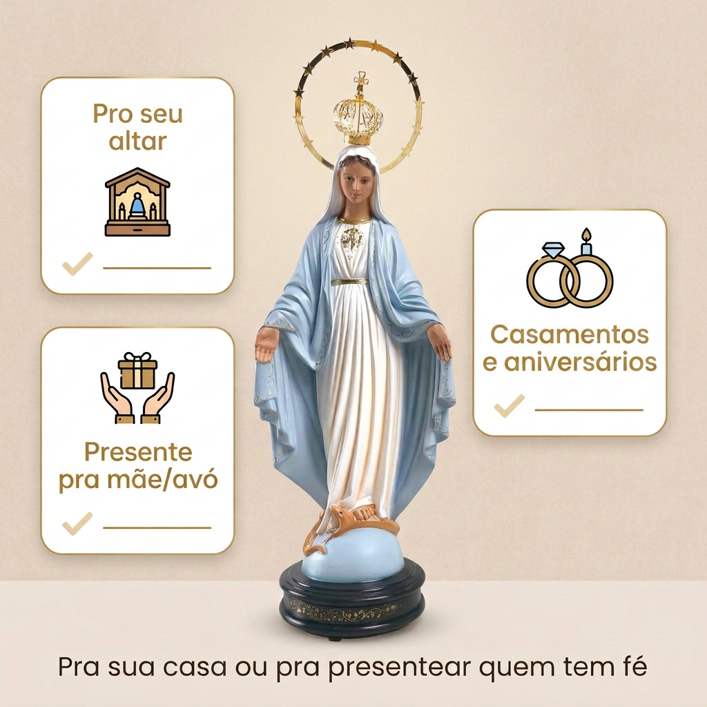 Imagem de Nossa Senhora das Graças 30cm Coroa Dourada