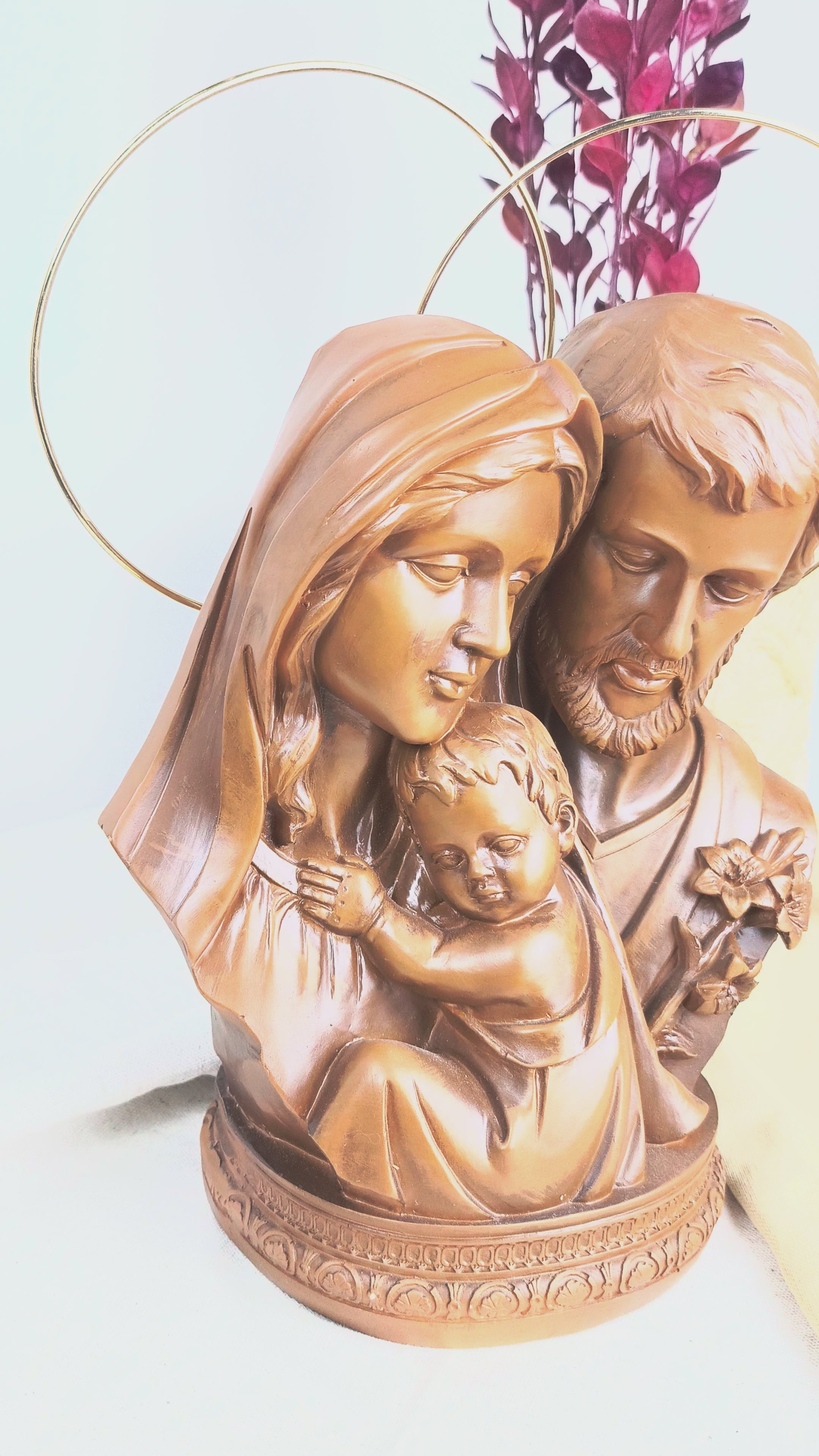 Busto Sagrada Família 23cm pintura Madeira